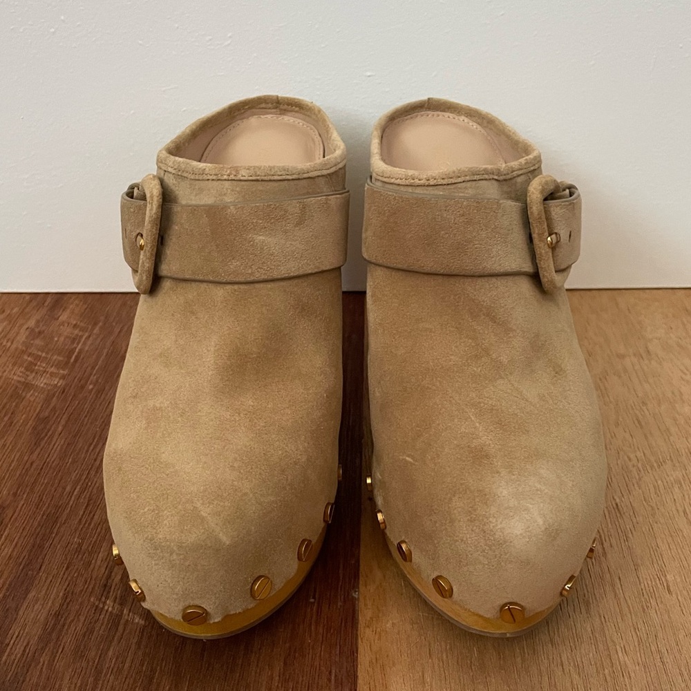 Veronica Beard Sand Dacey Suede Mule Clogs size 6.5 $400